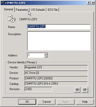 Once the proper EDS file is installed, the drive icon will appear along with the drive model number.