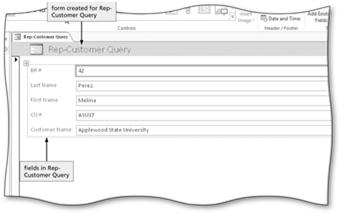 Creating a Form for a Query Select the query in the Navigation Pane Tap or click the Form button (CREATE tab Forms group) to create a simple form Exporting Data to Excel Tap or click the desired