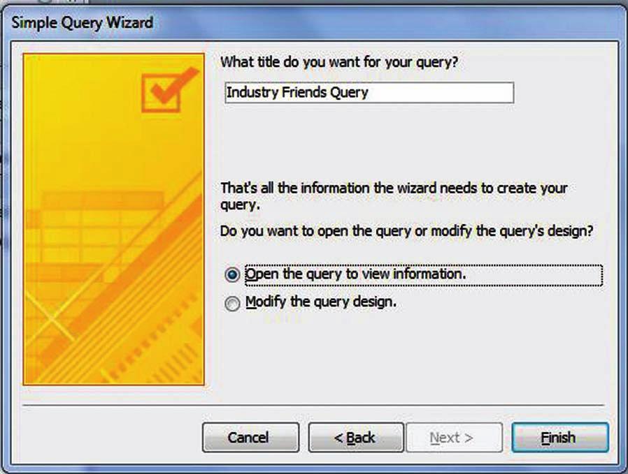 Create and Modify Queries 163 Figure 7-13 Simple Query Wizard for multiple tables, final screen 12.