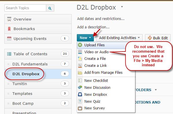 Create a new Topic Once you've added a module, you can add topics to it.