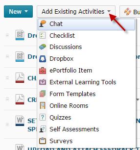 b. Select one of the options from the New dropdown menu. i. Upload Files search for your files from My Computer or drag and drop file(s) to be uploaded to your course.