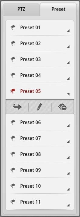 3. To call the defined preset, click the preset and then click under it. 4.
