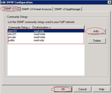 Figure 13: Editing the SNMP Configuration To configure the Call Server value, select the Call Server option as shown in Figure 12 above.