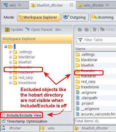 Changes to Toolbar and Context Menu In the Include/Exclude View, the Details pane toolbar and context menu change to support operations associated with this view -- setting and removing