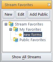 Tip: Private Stream Favorites are displayed with a simple star icon ( displayed with the star icon against a blue background ( ). ). Public Stream Favorites are 11.