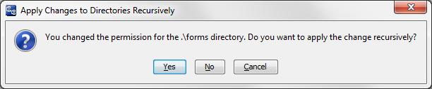 Setting Permissions on a Directory When you set permissions on a directory, AccuRev displays a dialog box that allows you to specify whether or not you want these permissions to be applied