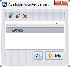 The Available AccuRev Servers Dialog (and the New Server and Edit Server dialogs) The Available AccuRev Servers dialog provides a way to maintain the list of AccuRev Servers to which you can login.
