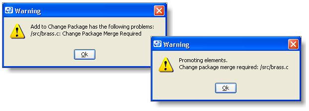 ) In the example above, merging version H and version X would create a new version; a change package entry with the new version as its head can be combined with the existing entry.