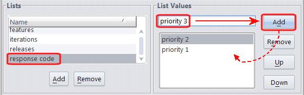 Then, in the List Values section: type a name in the input field at the top, and click the Add button.