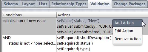 You create and maintain the set of validations using a point-and-click interface on the Validation subtab.