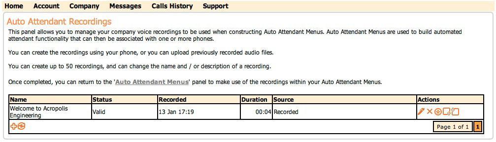 3. Auto Attendant Recordings 3.1.