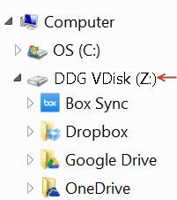 View Folders and Files on the Local Computer and in the Cloud Access Sync Client Folders and Files on Local Computer To access synced folders and files, click the DDG VDisk virtual drive in File