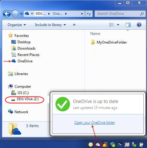 You can also access the DDG VDisk virtual drive folders and files through a desktop shortcut. See Change the Virtual Drive Letter or Create a Shortcut.