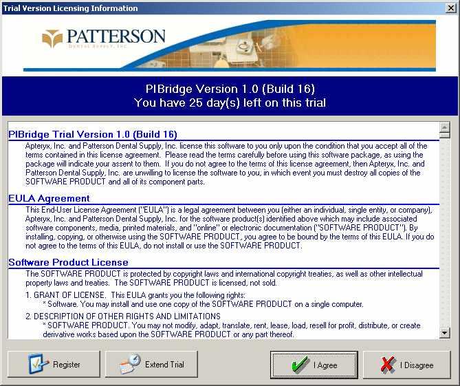 option the register your software. Contact Patterson Client Services 800.475.