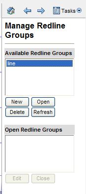 To start a new Redline Group click the New button in the Task panel.