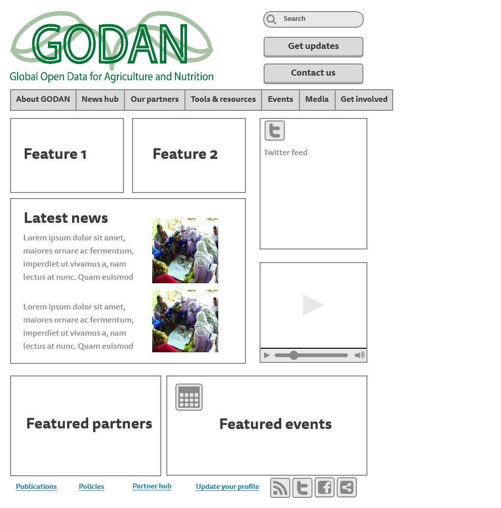 1.2 Site Architecture Outline of next phase development Diagram 4 The website is the first port of call for anybody searching for information on GODAN, its published reports, and Partner activity.