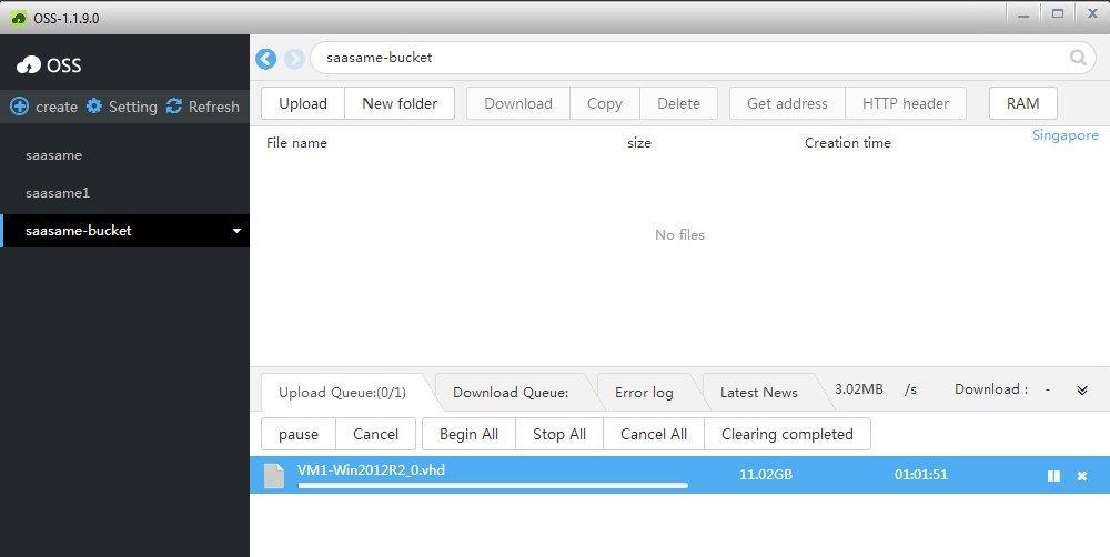 Click Create to create a bucket on the target region to migrate the workload to. 3.
