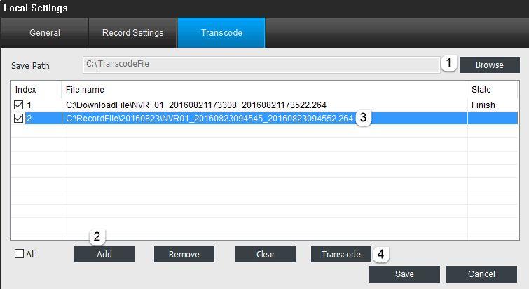 How to transcode the video file 1. Click Browse to select the save path for the transcoded file. 2. Click Add to add the file which you want to transcode to AVI format. 3.