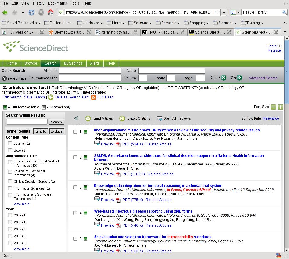 Methods ScienceDirect - Search HL7 AND terminology AND ("Master Files" OR registry OR registries) AND