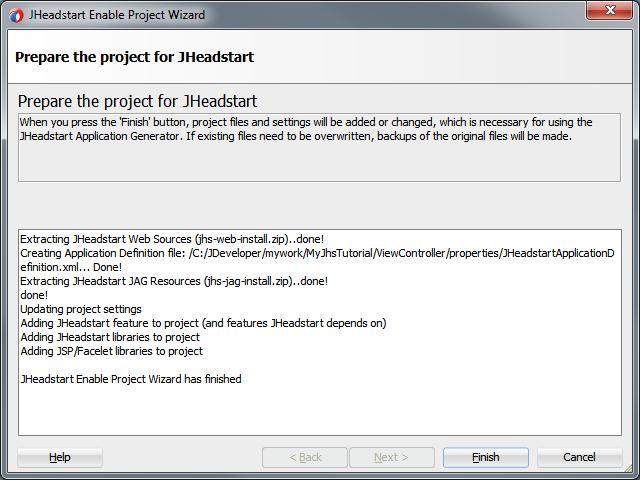 Then, click the Save All button in the JDeveloper main toolbar to save all the changes Create Default JHeadstart Service Definition Right-mouse-click on