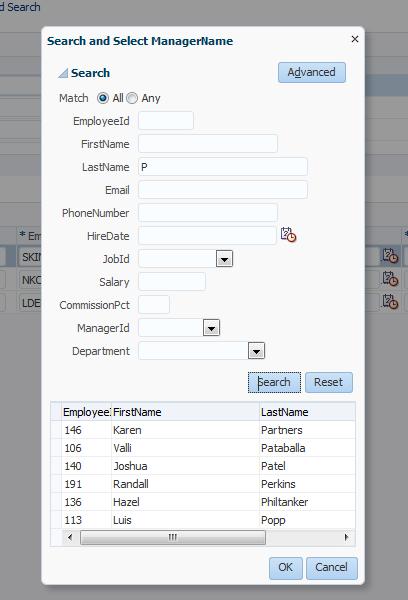Back on the Departments table page, if instead of typing just the letter "P" in one of the ManagerName fields, you type "Ph" instead and Tab out of the field, you'll see another treat.