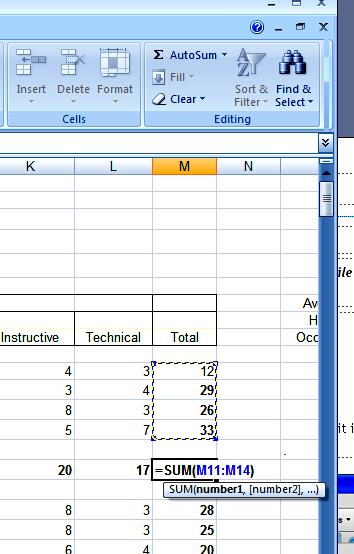 Using AutoSum Formulas Three AutoSum formulas SUM : Used to quickly add a list of numbers Select the cell in which you want the total to appear Click the Autosum Σ symbol in the editing section of