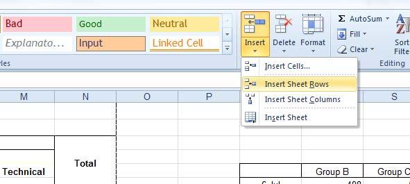Columns and Rows Maximums: 16,384 columns 1,048,576 Rows Methods Start by entering column titles Then enter row titles Inserting Cells Select a cell in the row below which you want to insert a cell