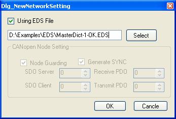 master node device, master node id, network baud rate. These setting can also be changed after network is created.