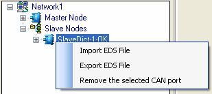 The saved project file can also be opened by utility for later use if need. If user only needs to save one node setting, Export EDS file is the way.