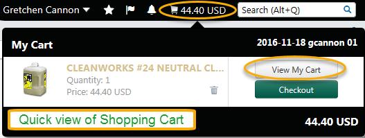 4. To view your cart: a. Click the shopping cart in the upper right for a quick view. b. Then, click View My Cart for a more detailed view. 5.