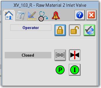 Click on the expand button to open the full multi-tabbed valve control