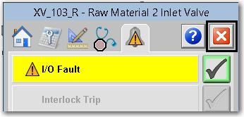 Click on the yellow I/O Fault alarm status indicator to