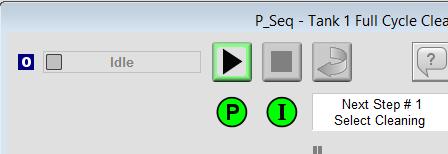 Click the green Start Sequence button on the run-time sequence window. Step 1 will prompt us to select a cleaning type.