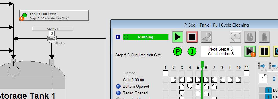 If an operator response to a prompt is required within a certain time, we can configure step time alarms to alert operators. This sequence has been configured with no step time alarm.