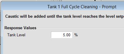 In the prompt window, Click on the Tank Level setpoint to launch the numeric entry popup.