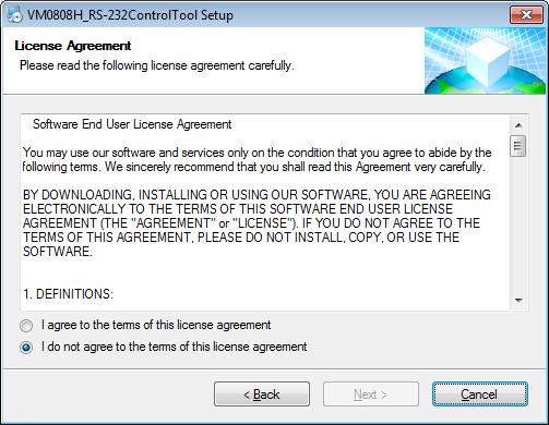 4. The License Agreement appears: If you agree with the
