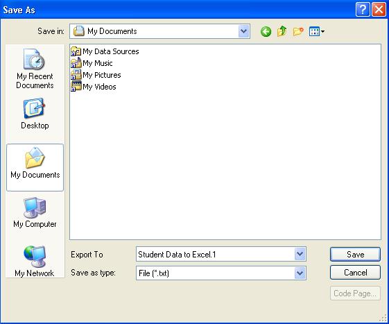 In the Export Parameters dialog box, the Separator default setting is Comma.