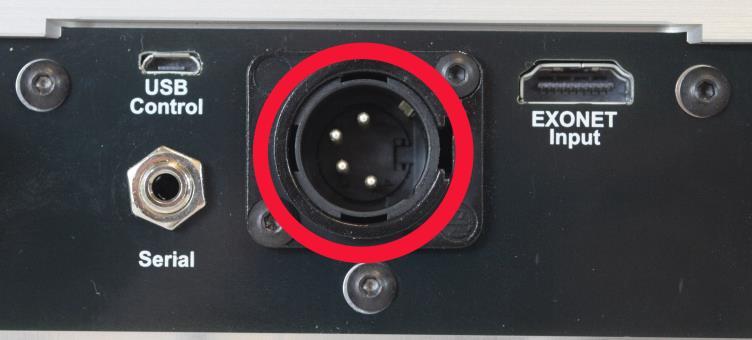 Power Connect the EXOGAL Ion Power Supply to the 4-pin XLR connector on the back of the EXOGAL Ion PowerDAC.