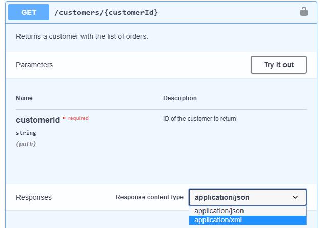 Defining Endpoint Request / Response Content Types # Endpoints paths: # Customer /customers/{customerid}: Swagger Editor # Get a customer with the list of orders get: operationid: getcustomer