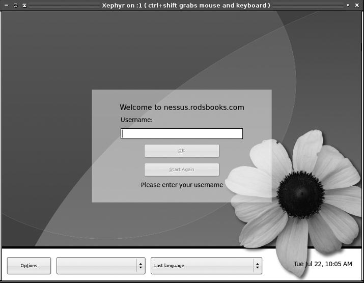 26 Chapter 1 n Getting Started with Linux Understanding GUI Logins X is a network-enabled GUI. This fact has many important consequences, and one of these relates to Linux s GUI login system.