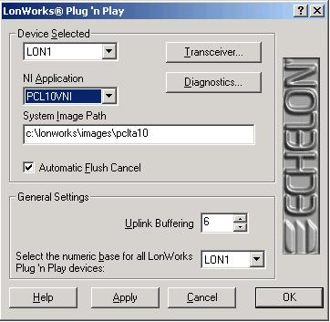 Figure A.1 LONWORKS Plug n Play Application 2. Make sure that the Device Selected field is set to the network interface you want to configure. 3.