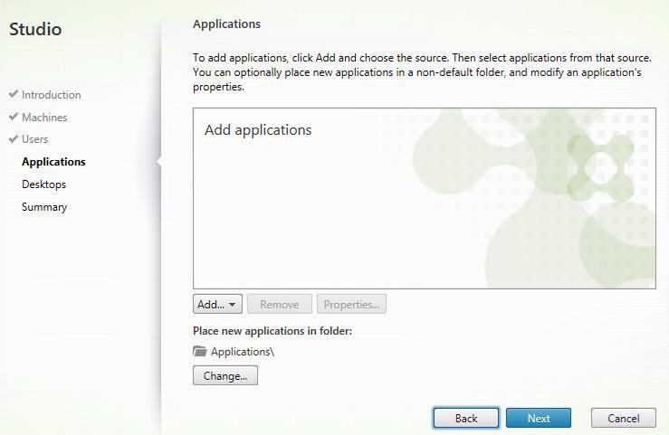 4. In the Applications screen that