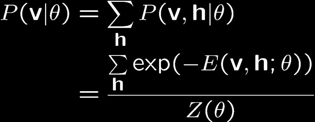 Boltzmann Machines Energy of the Boltzmann machine: Generative model: