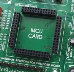 The user can remove this card and fit another one with TQFP chip in 64, 80 or 100-pin