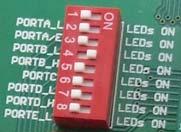 All ports are connected to LEDs and push-buttons, which allows you to easily test and monitor digital pins state.