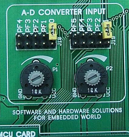 A/D CONVERTER TEST INPUTS 27 The BIGAVR2 development board has two potentiometers for demonstrating the operation of analog-to-digital converter (ADC).