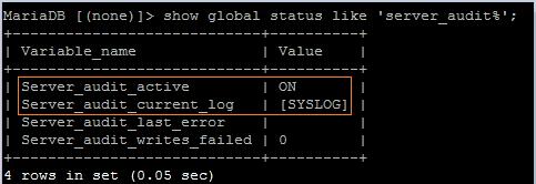 To verify auditing is enabled, run the query: Show global status like server_audit% ; Figure 15 k.