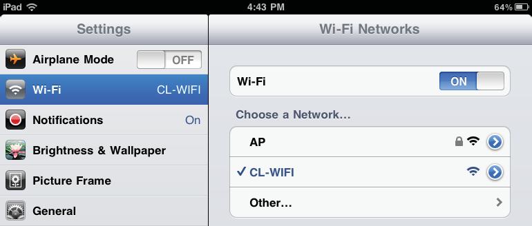 This icon indicates that the ad-hoc network is properly configured between the ios device and the CL- WIFI interface.