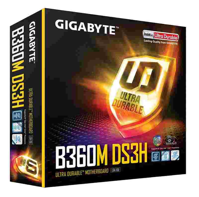 MotherBoard for LGA1151 MX71344 GIGABYTE B360M DS3H RGB (4DIMM, 1PCI-Ex16,1PCI-Ex4,1PCI-Ex1,1M.2,VGA,HDMI,DVI-D,LAN,6USB3.