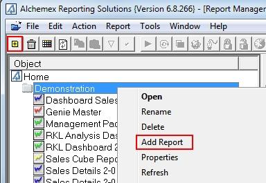 3. Select the type of report to add when prompted.